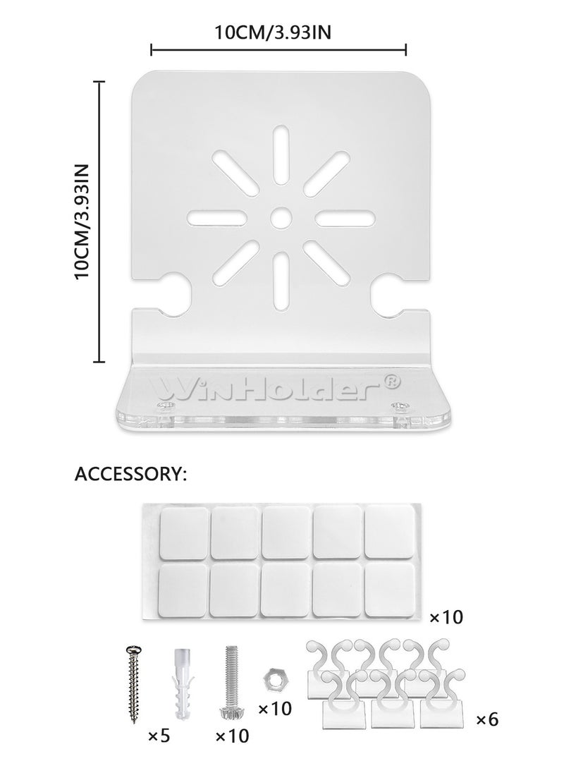 Generic - Acrylic Clear Small Wall Shelf Set of 3 for Security Cameras, Speakers, Baby Monitors, Universal Adhesive Shelf Easy to Install No Drill, with Cable Clips - Image 1