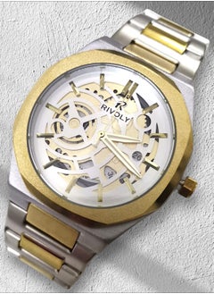 Rivoly Men's Stainless Steel Analog Quartz Date Display Watch Easy to Read Fashion Design Waterproof Luxury Classic Big Face Wrist Watch  - Image 1