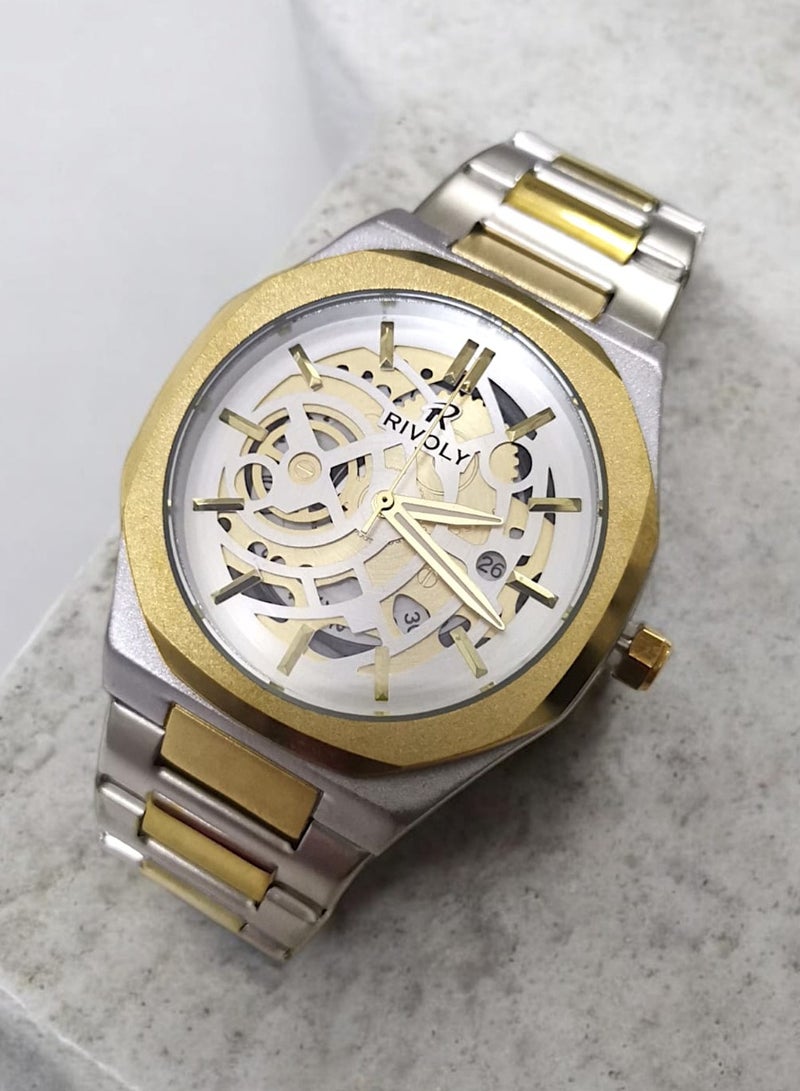 Rivoly Men's Stainless Steel Analog Quartz Date Display Watch Easy to Read Fashion Design Waterproof Luxury Classic Big Face Wrist Watch - Image 3