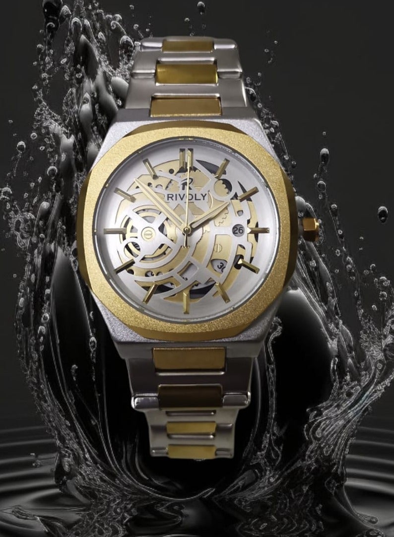 Rivoly Men's Stainless Steel Analog Quartz Date Display Watch Easy to Read Fashion Design Waterproof Luxury Classic Big Face Wrist Watch - Image 4