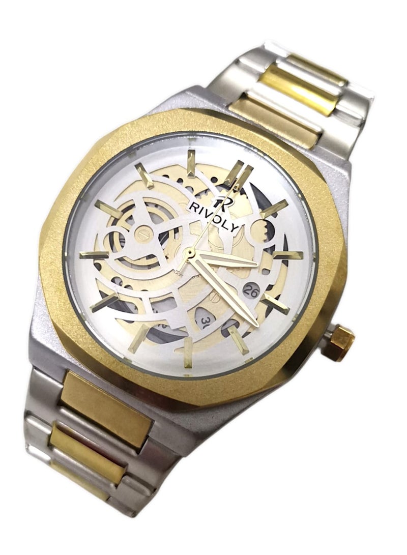 Rivoly Men's Stainless Steel Analog Quartz Date Display Watch Easy to Read Fashion Design Waterproof Luxury Classic Big Face Wrist Watch - Image 5