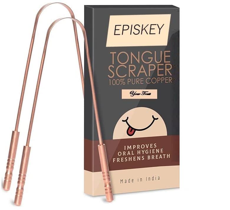 EPISKEY Ayurveda Copper Tongue S Cleaner | Ayurvedic Perfect Tongue Scraper | Best Remedy for Bad Breath | Maintain Oral Hygiene | Thick Safe Blunt Edges | Comfortable Grip (PACK OF 2) (CPR_TNG_2) - Image 1