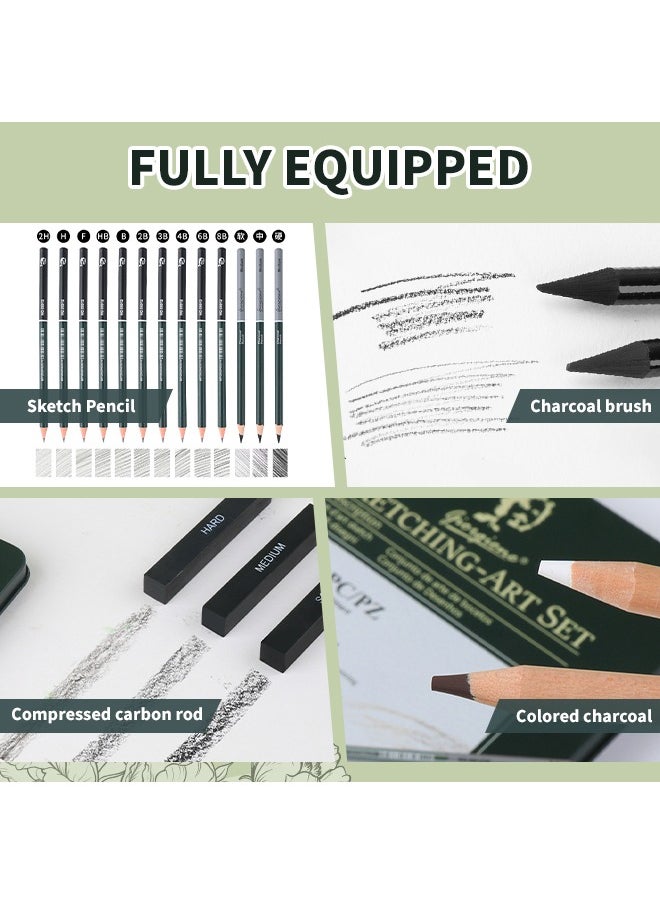 Giorgione - 19 Pcs Special Drawing Pen For Art Students, Art Sketch Pen Set, Wooden Pencil With Box, Durable, Not Easy To Break The Core - Image 1