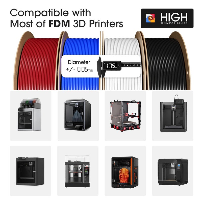 eSUN PLA Basic Filament 1.75mm, 3D Printer Filament High Speed PLA for Fast Printing, 1KG per Spool, 2 Spools High Speed 3D Printing Filament, Cold White - Image 3