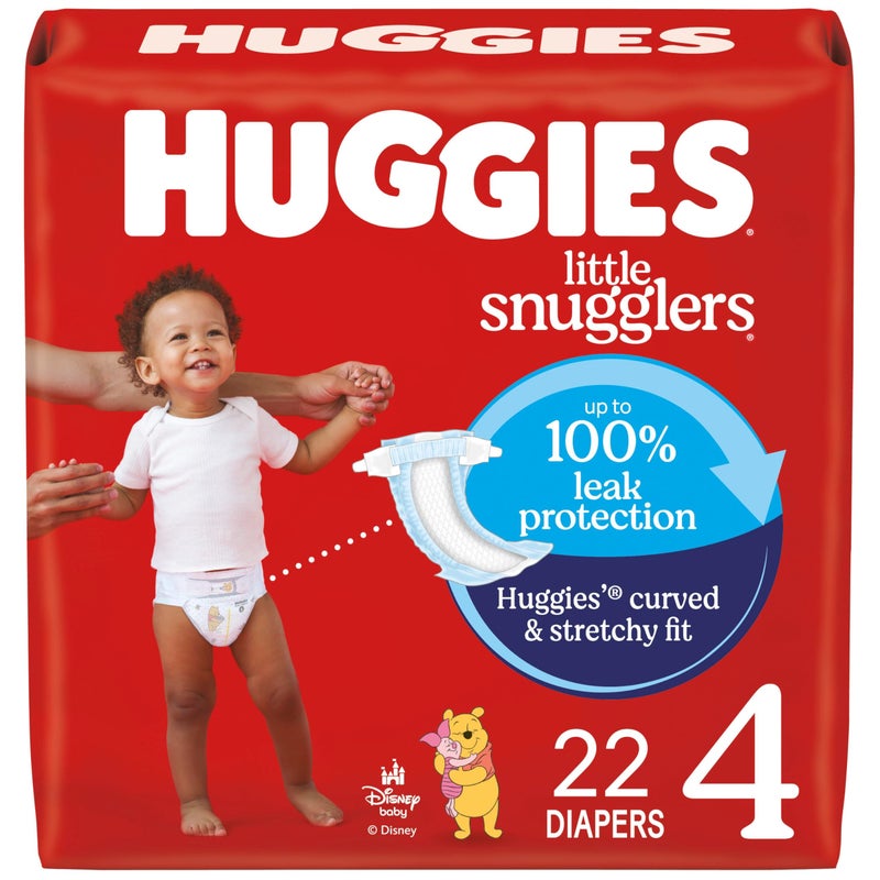 Huggies Size 4 Diapers, Little Snugglers Baby Diapers, Size 4 (22-37 lbs), 22 Count, Packaging May Vary - Image 1