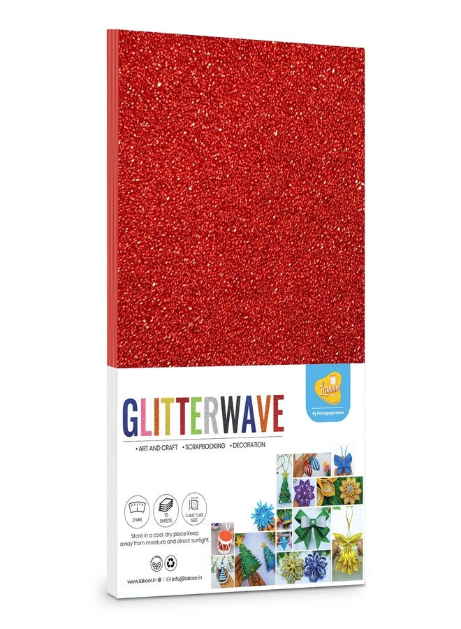 Paraspapermart A4 Size Glitter Foam Sheets, Red Colour, Pack of 10 Sheets- for Art & Craft, Decoration, Gift Wrapping, Scrapbooking etc - Image 2