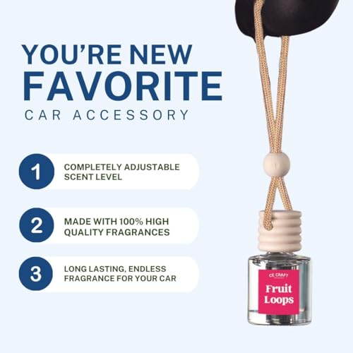 CE CRAFT Car Air Freshener Diffuser, Fruit Loops, 2 Pack Air Deodorizer for Essential Oils, Long Lasting Car Diffuser Bottle, Reusable Jar, Multicolor - Image 2