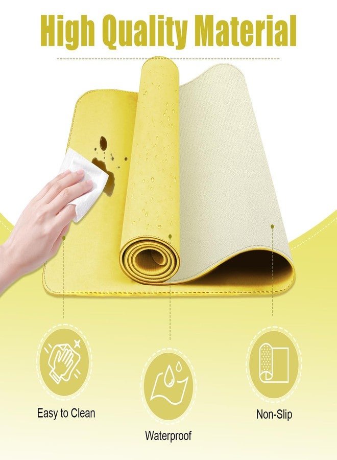 BLESWIN Suede and Leather Desk Mat - Non-Slip Computer Mat for Desk, Office and Home (Yellow, 60 x 34 cm) - Image 3