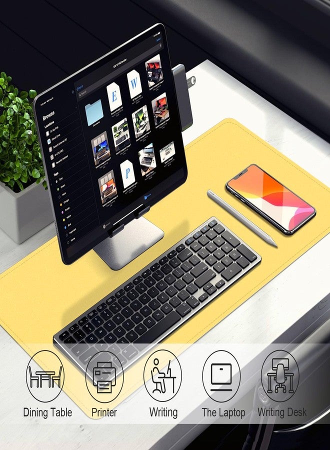 BLESWIN Suede and Leather Desk Mat - Non-Slip Computer Mat for Desk, Office and Home (Yellow, 60 x 34 cm) - Image 5