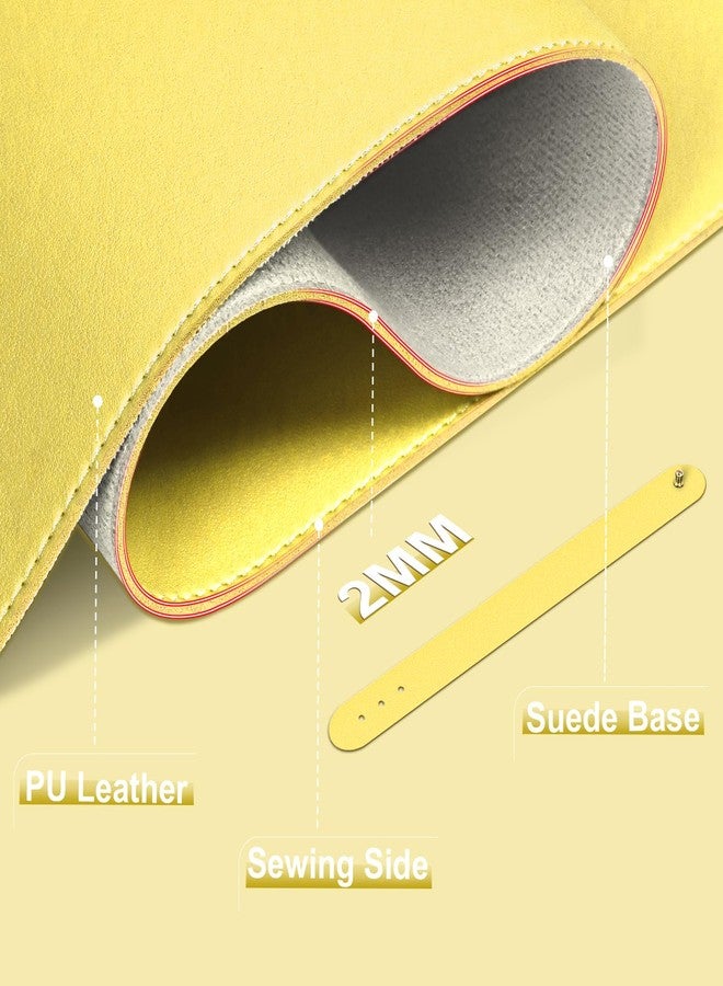 BLESWIN Suede and Leather Desk Mat - Non-Slip Computer Mat for Desk, Office and Home (Yellow, 60 x 34 cm) - Image 2