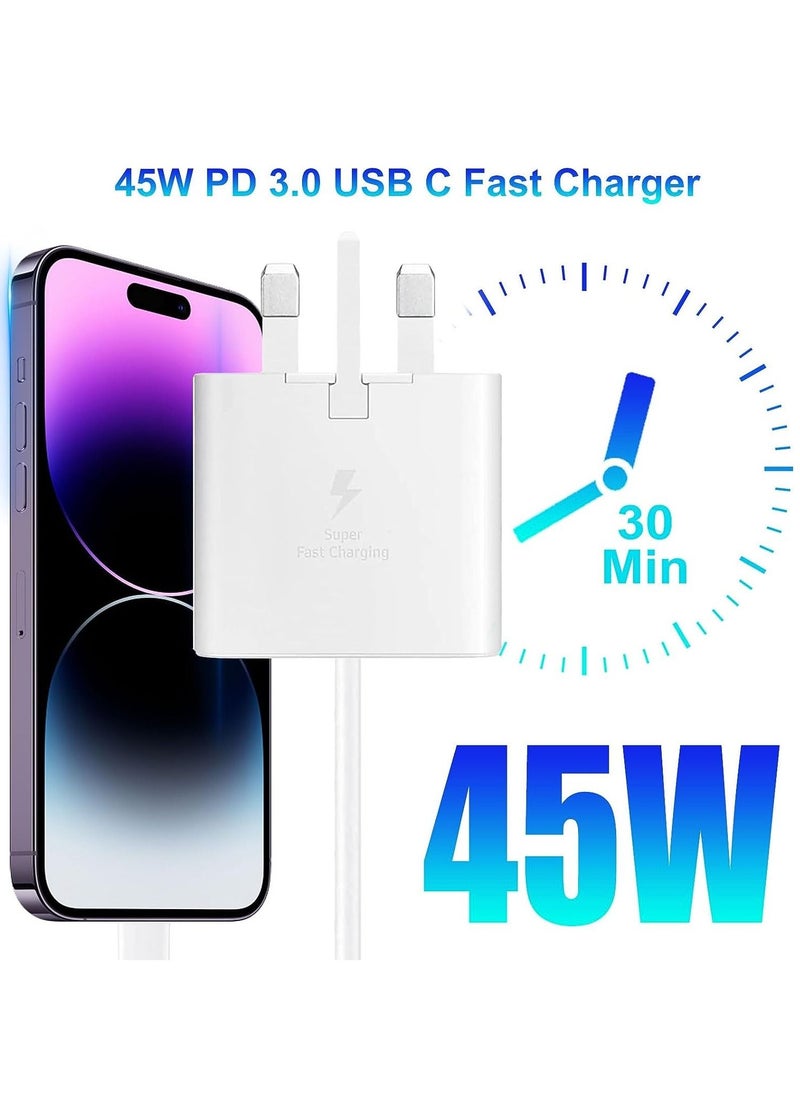 Generic - compatible Samsung 45W Fast Charger Type C  Super Fast Charger 45W with 1m USB-C Cable, Android Charger for Samsung Galaxy S23 Ultra/S23/S23+/S22/S22 Ultra/S22+/Note 10/20/S20/S21/Tab S7/S8 - Image 1