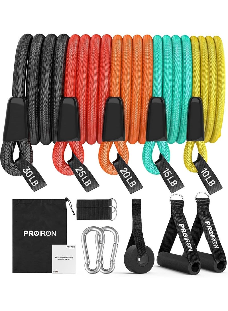 PROIRON Resistance Bands Set 14 Pieces Anti-Snap Resistance Band Exercise with Handles, Door Anchor, Ankle Straps, Training Manual and Carrying Bag - Image 1