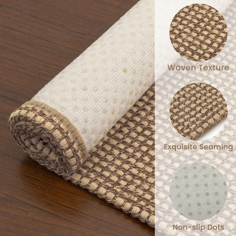 EARTHALL Woven Runner Rug 2x6 Ft Washable Runners for Hallways Cotton Non Slip Rubber Backed Kitchen Runner Braided Indoor Floor Carpet for Entryway, Hallway, Kitchen, Bedroom, Orange/Tan/Brown - Image 5