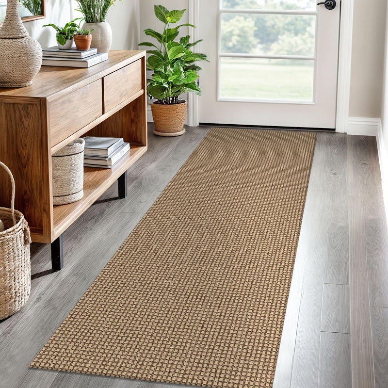 EARTHALL Woven Runner Rug 2x6 Ft Washable Runners for Hallways Cotton Non Slip Rubber Backed Kitchen Runner Braided Indoor Floor Carpet for Entryway, Hallway, Kitchen, Bedroom, Orange/Tan/Brown - Image 1