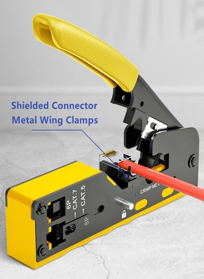 COOLCOLD RJ45 Crimping Tool | Pass Through Ethernet Crimp Tool for Cat5 Cat6 Cat7 | Multifunctional 6P 8P RJ11 RJ12 RJ45 Modular Tool | Alloy Carbon Steel Network Cable Crimper STP UTP - Image 4