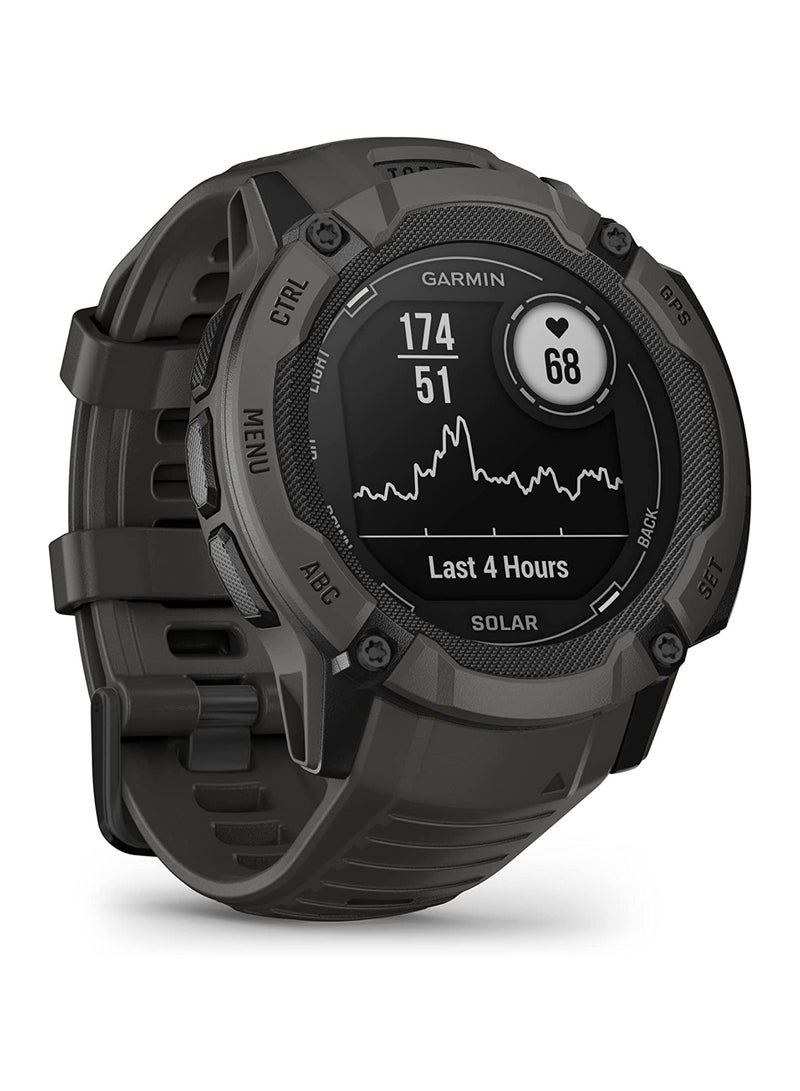 GARMIN Instinct 2X Solar - 50MM - Unlimited Battery Life In Smartwatch Mode With Solar Charging1 - 1.1"inch Monochrome Display with Tough Body, Scratch Resistant, Power Glass™, Heart Rate Monitor, All Day Stress Monitor, Built-in Sports Apps, Super Bright LED Flashlight, iOS and Android Compatible Graphite - Image 4
