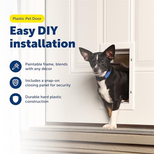 PetSafe Plastic Pet Door - Gives Your Pet Easy Outdoor Access - Durable Plastic Frame - Paintable White Frame to Match Home Decor - Snap-On Closing Panel for Safety - Simple DIY Installation - Large - Image 2