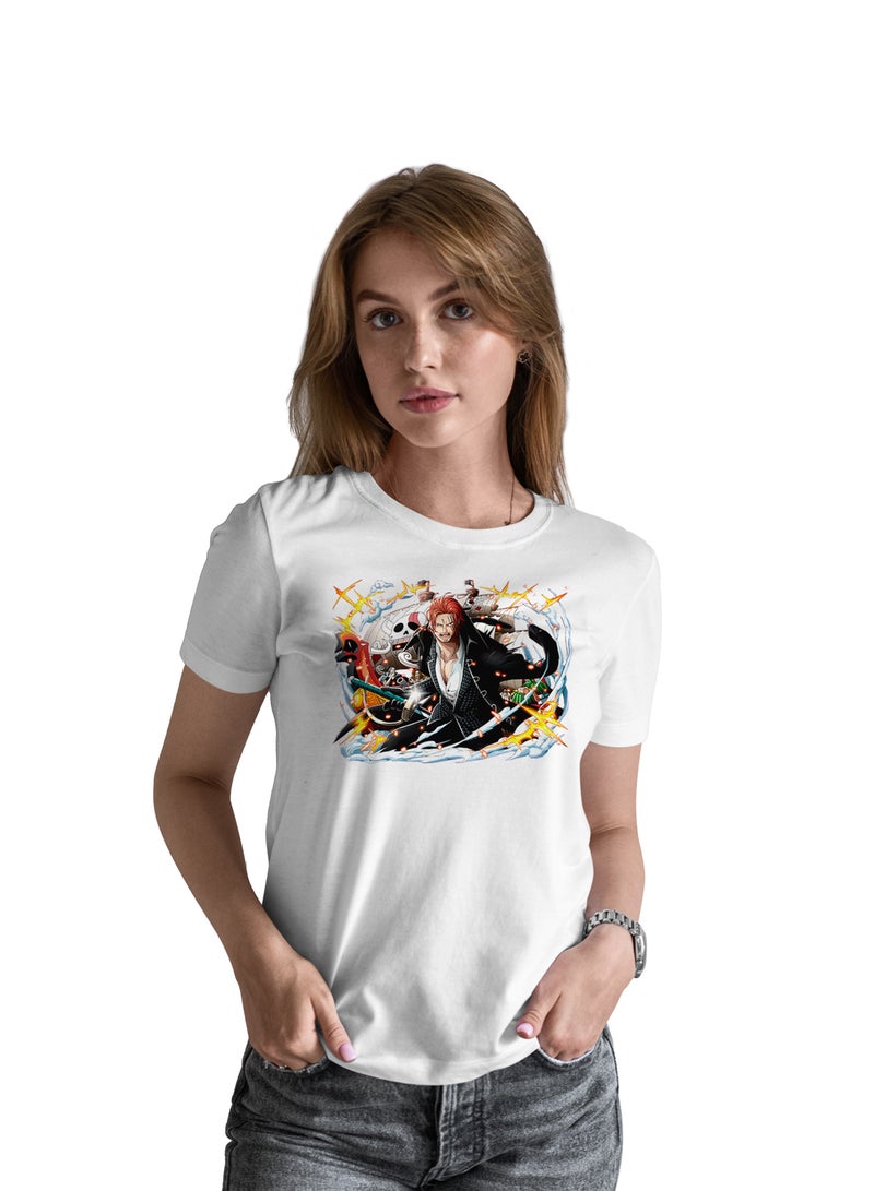 Fashion World Cotton T-shirt Printed with High-quality Anime One piece Shanks  - Image 1