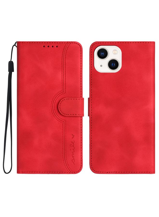 زبون جراب هاتف iPhone 13 مصنوع من الجلد بنمط قلب - Image 1