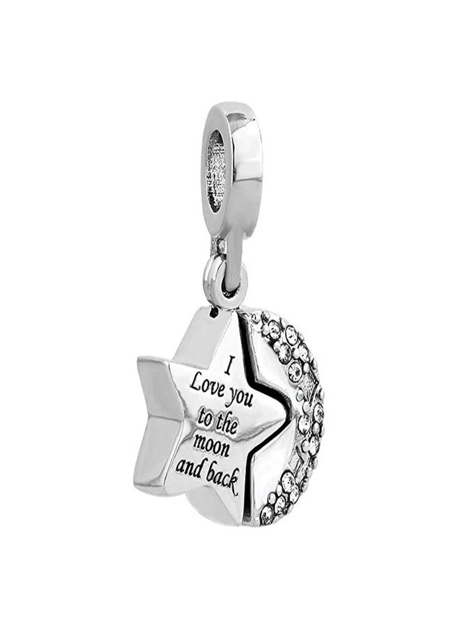 KunBead White Heart I Love You to the Moon and Back Charms Bead Compatible with Pandora Bracelets - Image 2