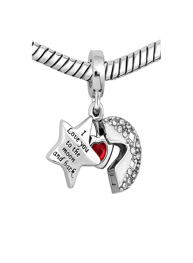 KunBead White Heart I Love You to the Moon and Back Charms Bead Compatible with Pandora Bracelets - Image 3