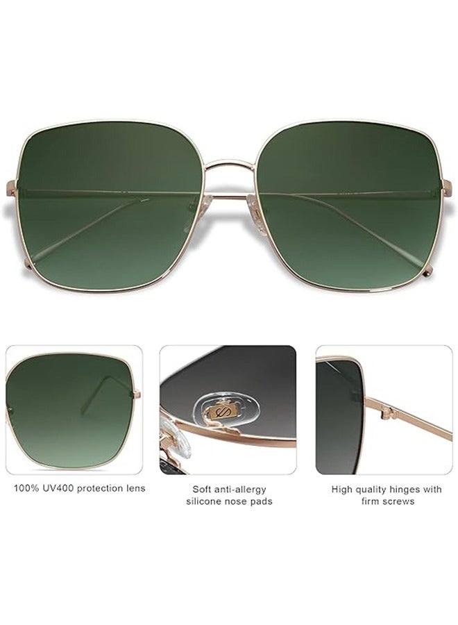 عام نظارات شمسية عصرية بإطار معدني مربع كبير الحجم للنساء والرجال بعدسات عاكسة مسطحة للحماية من الأشعة فوق البنفسجية - Image 4