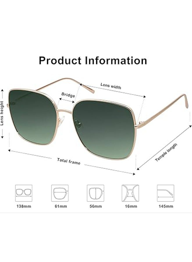 عام نظارات شمسية عصرية بإطار معدني مربع كبير الحجم للنساء والرجال بعدسات عاكسة مسطحة للحماية من الأشعة فوق البنفسجية - Image 5
