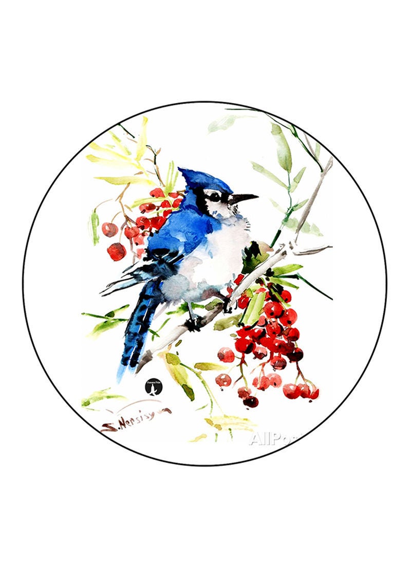 RKN Bird Printed Mouse Pad Round  Multicolour
