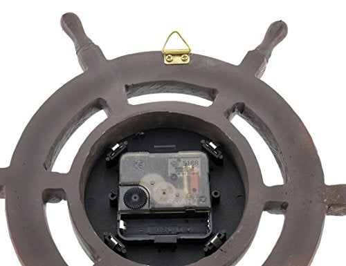 Things2Die4 Master of Destiny 11.5-Inch Diameter Ship Wheel Wall Clock - Cast Resin Vintage Nautical Elegance for Coastal Homes and Beach Houses - Image 4