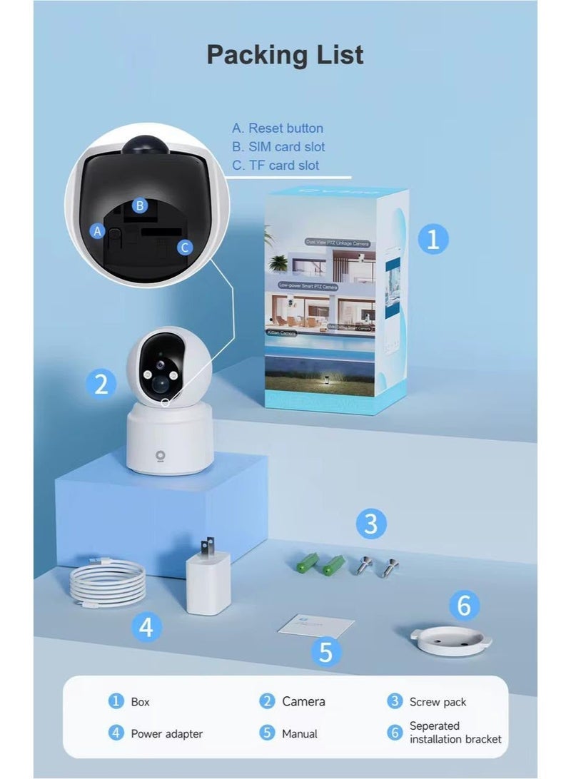 GEEK SPACE V380 Smart 4G PTZ Indoor Security Camera, 360° Pan Tilt Camera with SIM Card Support, Night Vision, Two-Way Audio, AI Motion Detection, Mobile App Control, Remote Viewing, HD Home Monitoring - Image 3