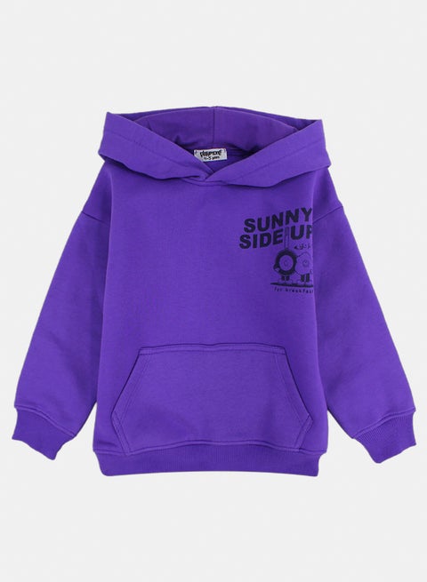 هودي قطني للبنات بالبنفسجي بطبعة "Sunny Side Up"