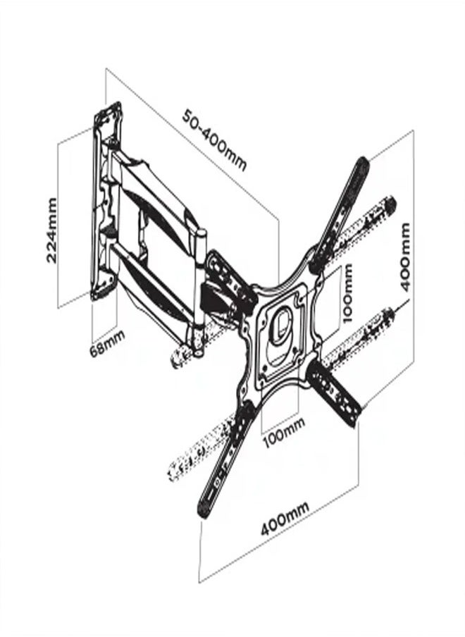 Skill Tech SH P4 NB Full Motion Cantilever TV Wall Mount for 32"-55" LED LCD Screens, VESA 400x400, Extendable Arm 50–400mm, 32kg Load Capacity – Black  - Image 4