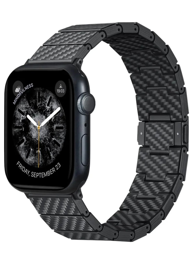 بيتاكا سوار ساعة من ألياف الكربون لساعة Apple Watch / حزام ساعة / حزام ساعة ذكية / مشبك مغناطيسي آمن حاصل على براءة اختراع / مريح حتى أثناء النوم / تصميم أنيق وعصري / خفيف الوزن ومريح - عصري (أسود/رمادي مائل) - Image 1