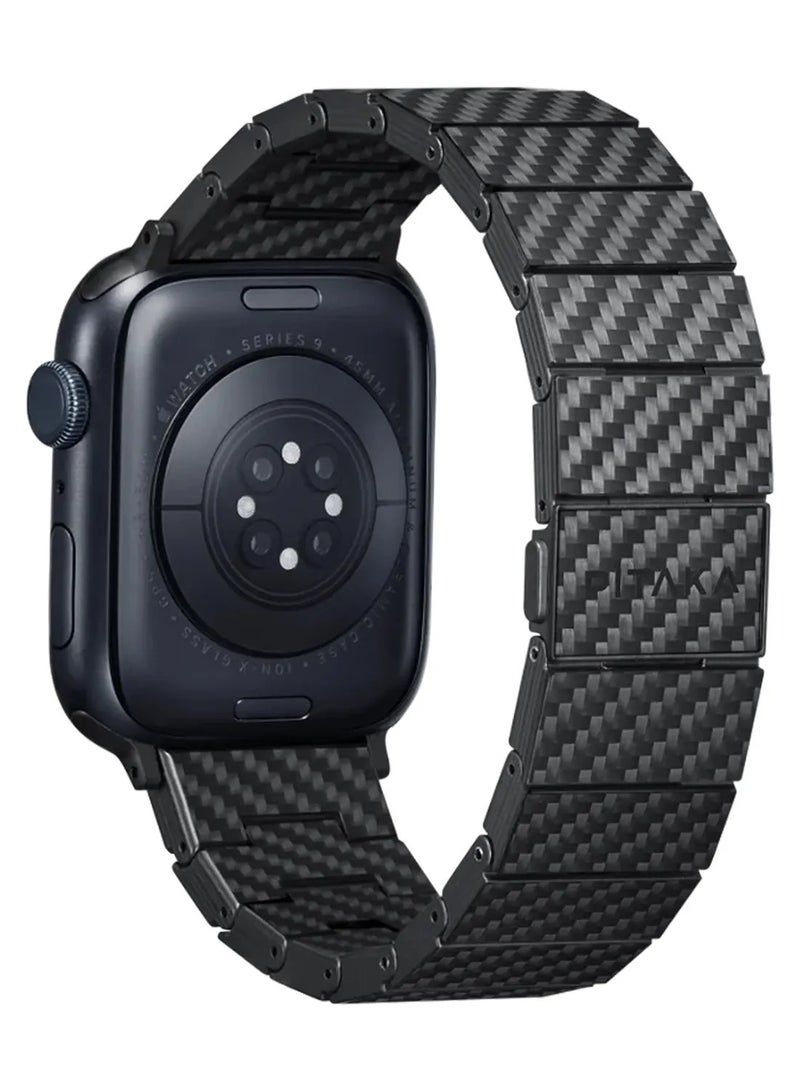 بيتاكا سوار ساعة من ألياف الكربون لساعة Apple Watch / حزام ساعة / حزام ساعة ذكية / مشبك مغناطيسي آمن حاصل على براءة اختراع / مريح حتى أثناء النوم / تصميم أنيق وعصري / خفيف الوزن ومريح - عصري (أسود/رمادي مائل) - Image 2