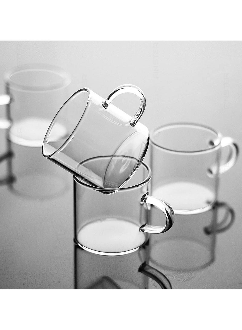 إي وورلد طقم إبريق شاي زجاجي مع 4 أكواب، إبريق 950 مل مع مصفاة، مقبض مقاوم للحرارة، آمن على الموقد والميكروويف، تصميم أنيق - Image 3