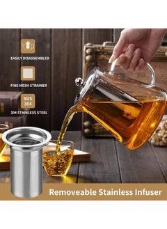 Eworld Borosilicate Glass Teapot with Heat Resistant Handle and Stainless Steel Infuser for Loose Leaf, Herbal, Flower and Blooming Tea, Stovetop and Microwave Safe Elegant Tea Kettle for Perfect Infuse, 950ml.  - Image 3