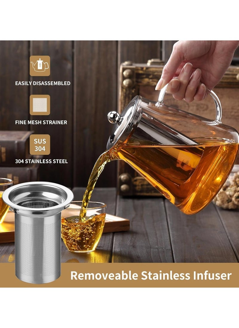 Eworld Borosilicate Glass Teapot with Heat Resistant Handle and Stainless Steel Infuser for Loose Leaf, Herbal, Flower and Blooming Tea, Stovetop and Microwave Safe Elegant Tea Kettle for Perfect Infuse, 950ml.  - Image 3