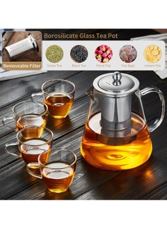 Eworld Borosilicate Glass Teapot with Heat Resistant Handle and Stainless Steel Infuser for Loose Leaf, Herbal, Flower and Blooming Tea, Stovetop and Microwave Safe Elegant Tea Kettle for Perfect Infuse, 950ml.  - Image 4