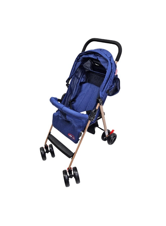 اس ام ار كيدز عربة أطفال قابلة للطي، هيكل معدني خفيف الوزن،تصميم مريح بعجلات مزدوجة، مع مظلة واقية من الشمس، حزام أمان، سلة تخزين سفلية (أزرق) - Image 4