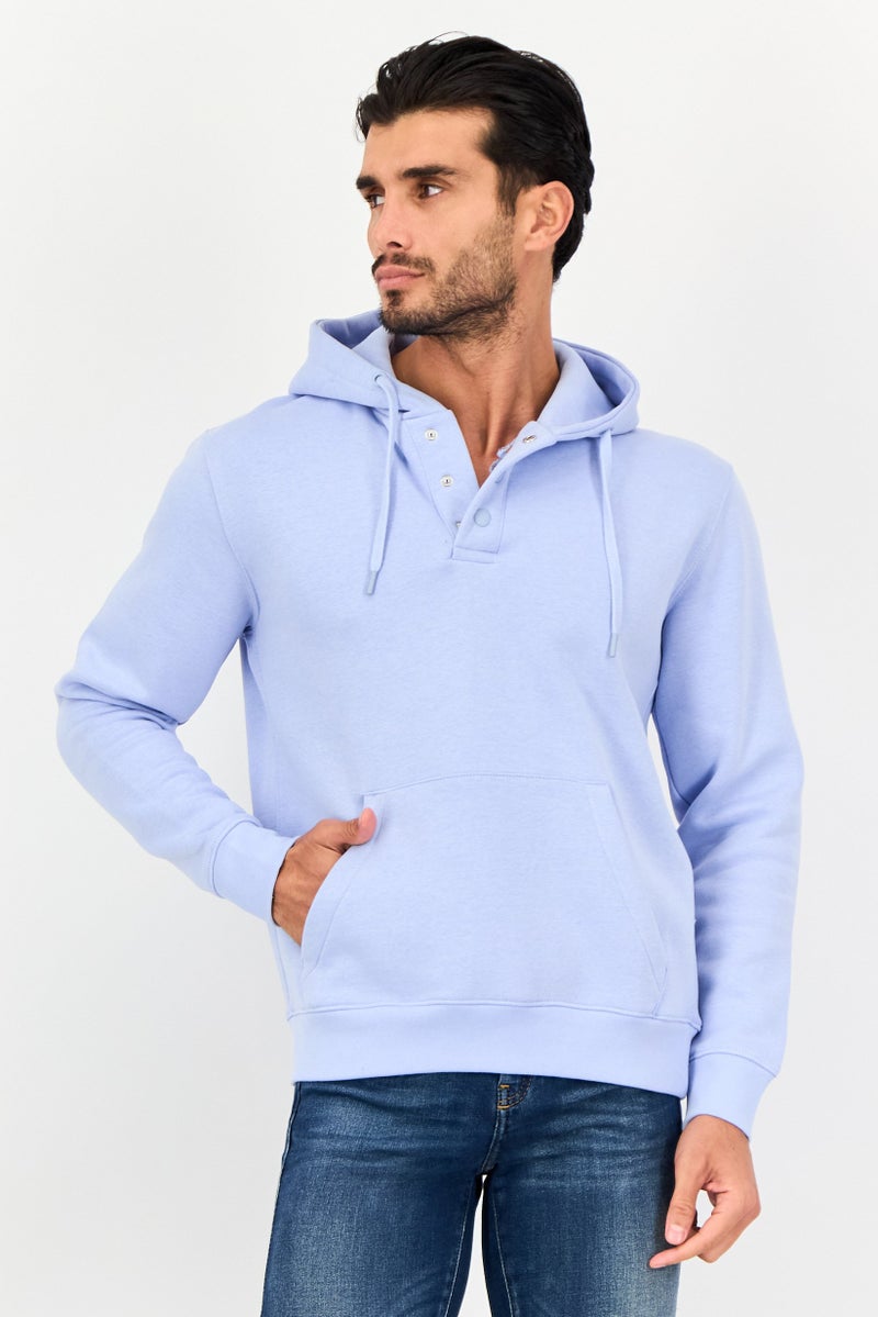 Celio هودي رجالي بأكمام طويلة سادة، أزرق فاتح - Image 1