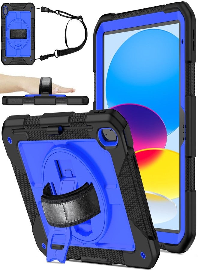BMOUO Case for iPad (A16) 11th Generation 11" 2025/iPad 10th Generation 10.9 inch 2022, 360 Rotating Stand & Pencil Holder & Hand & Shoulder Strap Shockproof iPad 11th/10th Generation Case, Deep Blue - Image 1