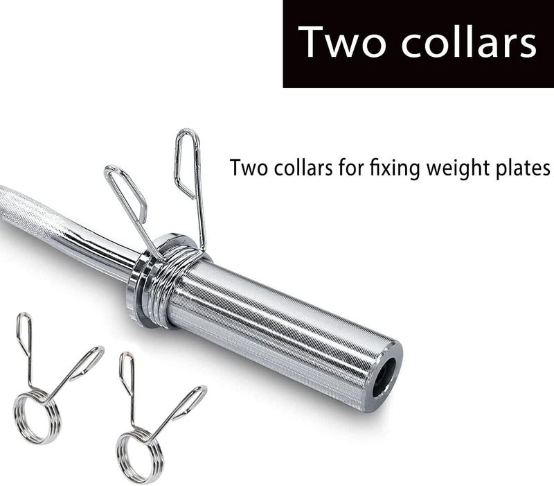 Marshal Fitness Olympic Bar EZ Curl Bar Weight lifting Bar Curved 47 Inches - Image 2