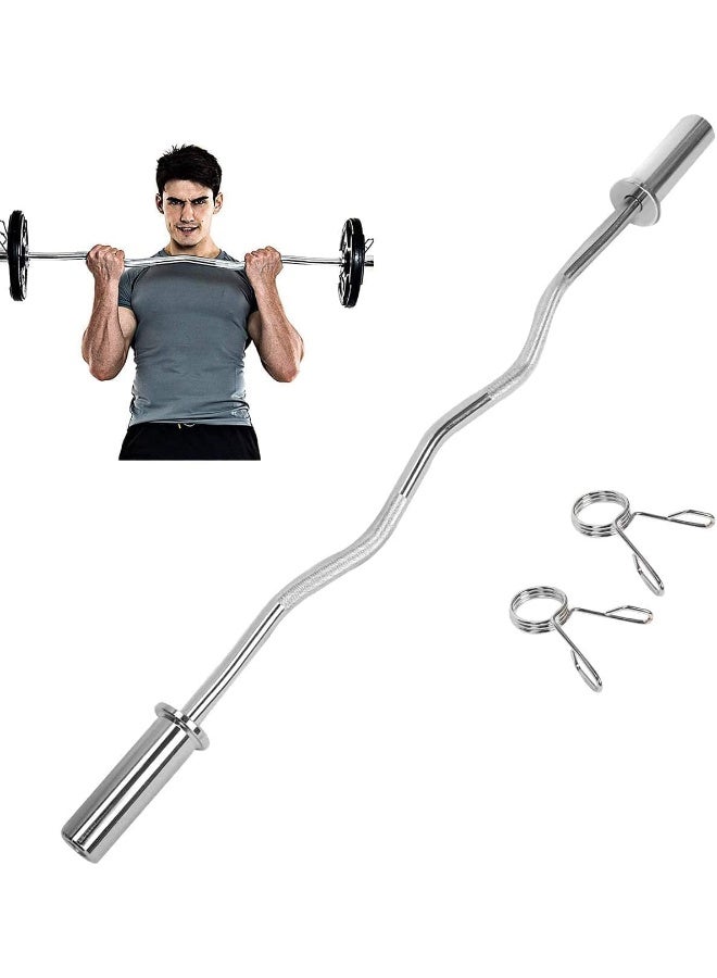 Marshal Fitness Olympic Bar EZ Curl Bar Weight lifting Bar Curved 47 Inches - Image 1