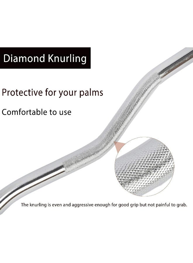 Marshal Fitness Olympic Bar EZ Curl Bar Weight lifting Bar Curved 47 Inches - Image 3