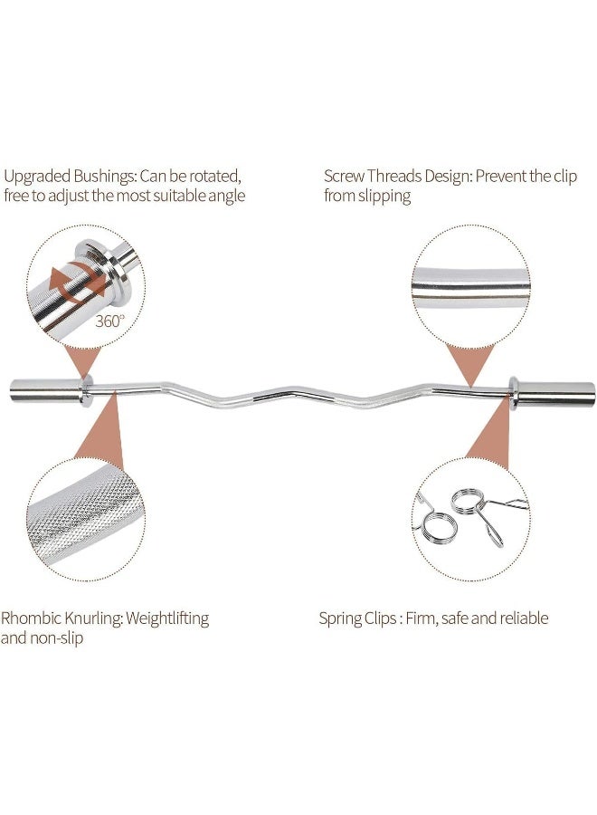 Marshal Fitness Olympic Bar EZ Curl Bar Weight lifting Bar Curved 47 Inches - Image 4