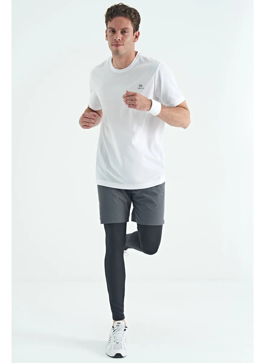 Tommy Life Black Back Ankle Print Detail High Waist Slim Fit Active Sports Men's Leggings - 84988