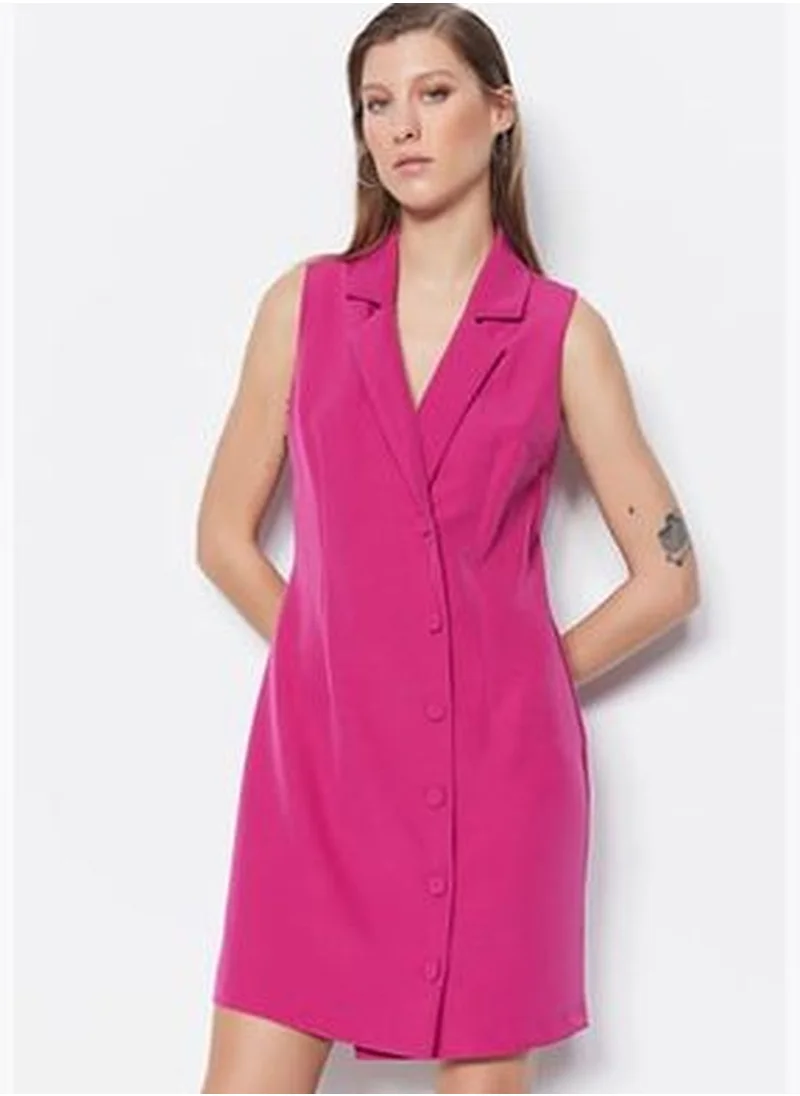 trendyol Fuchsia Mini Woven Sleeveless Jacket Dress TWOSS19AP0280