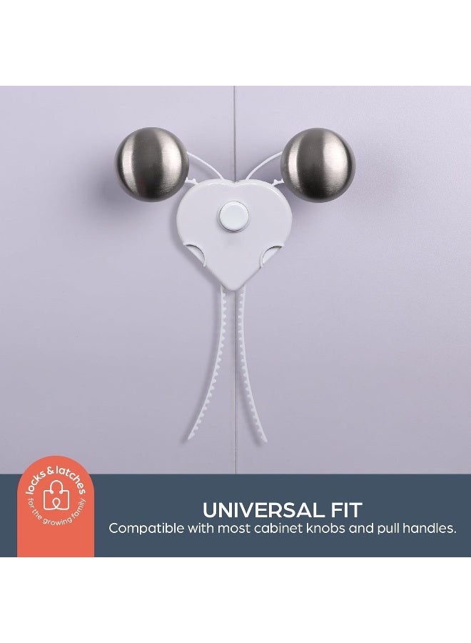 Dreambaby Flexi Lock - Cabinet  Drawer Handle Locks - Cabinet Safety Straps - with Multi-Touch Release System - White - 2 Count - Image 3