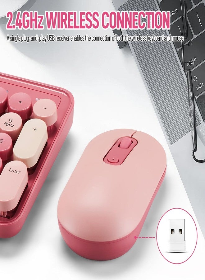 Guiheng Wireless Keyboard and Mouse Combo, Full Size Compact Quiet Wireless Keyboard and Mouse Set 2.4G Ultra-Thin Sleek Design for Windows, Desktop, PC, Notebook, Laptop,Round Keys Rose Pink Mixed Punk Color - Image 5