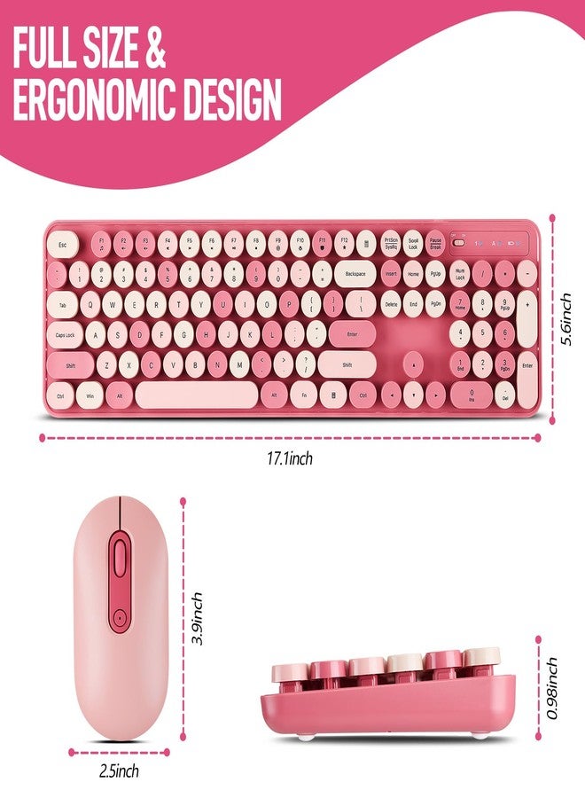 Guiheng Wireless Keyboard and Mouse Combo, Full Size Compact Quiet Wireless Keyboard and Mouse Set 2.4G Ultra-Thin Sleek Design for Windows, Desktop, PC, Notebook, Laptop,Round Keys Rose Pink Mixed Punk Color - Image 4